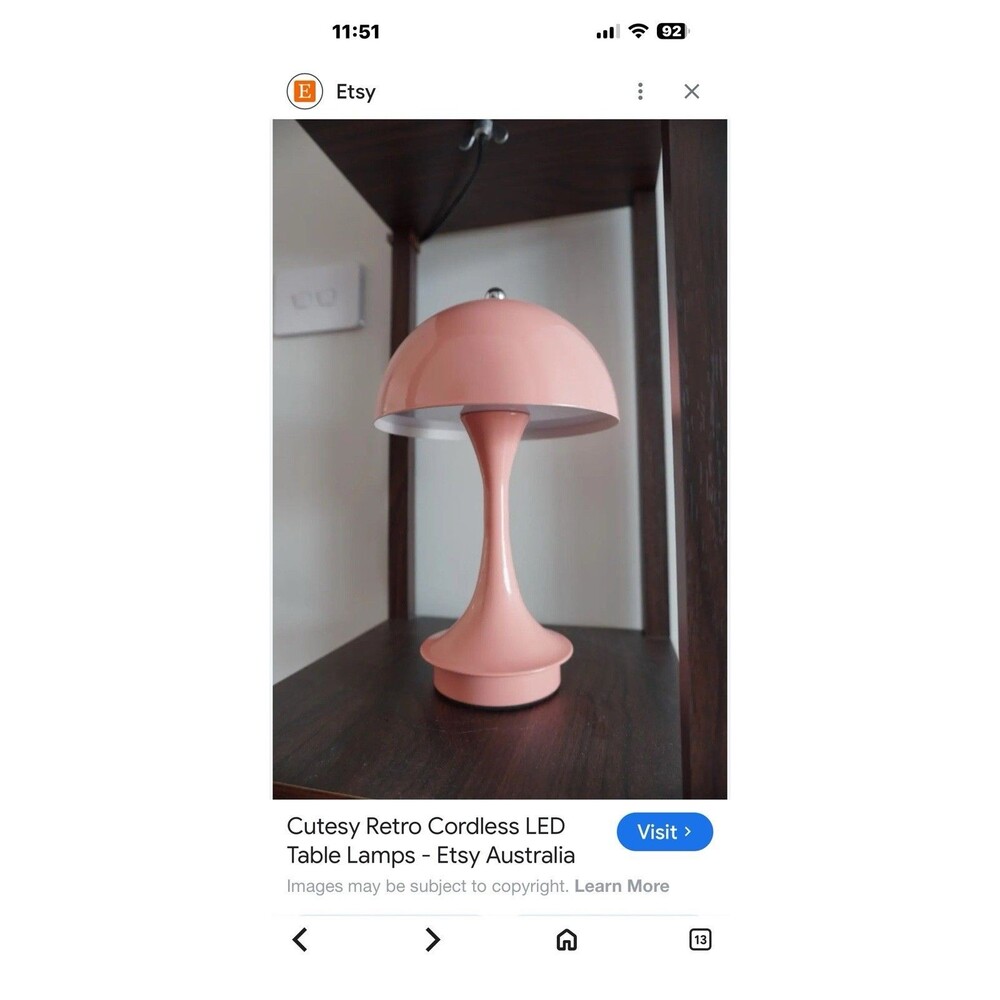 Table Lamp Panthella Style Mushroom  Touch Lamp, Pink, USB Cable Needed. Works